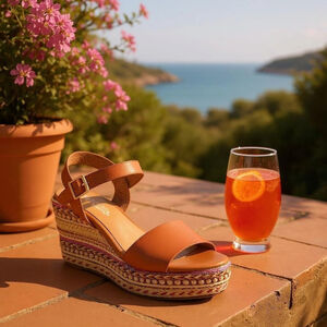 Patrizia Tisch Woven Pink Fushia Wedge Espadrille Sandal US 9.5 EU41 Cognac